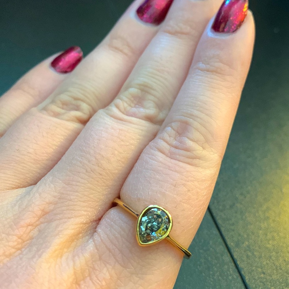Gold & Clear Crackle Ring